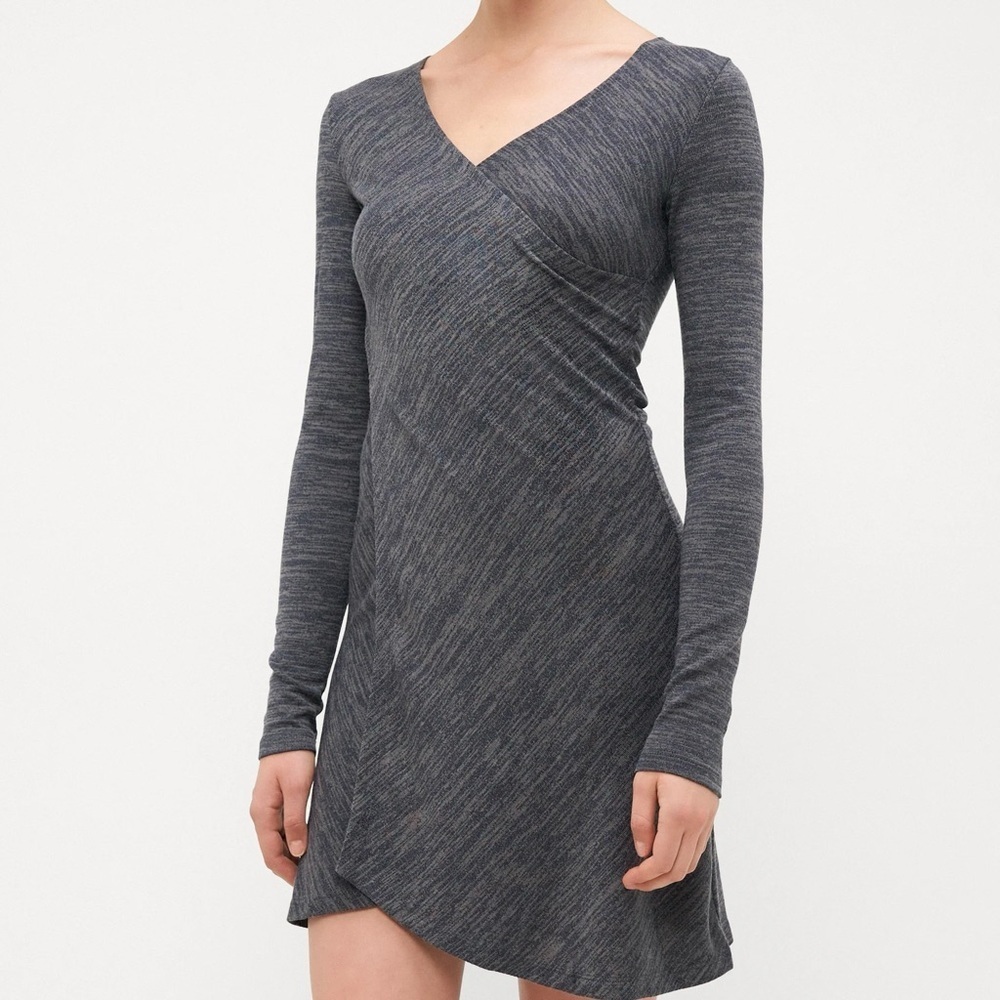 Max Studio| Charcoal Mixed Grey Knit Long Sleeve Casual Asymmetrical Dress Sz M